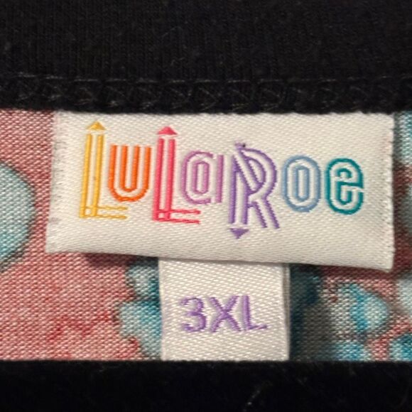 LuLaRoe 3X Randy baseball style 3/4 raglan sleeve nice red print & black - Picture 5 of 8